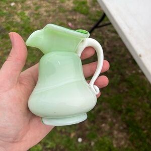 vintage Kanawha hand-blown slag glass pitcher